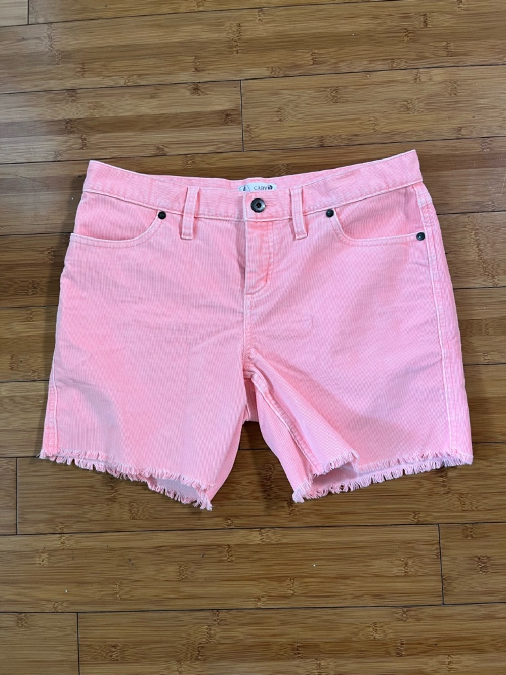 Carve Designs Oahu Corduroy Frayed Hem Shorts 6” Inseam in Dark Azeala - Picture 3 of 13